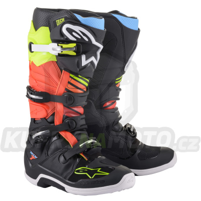 boty TECH 7, ALPINESTARS (černá/žlutá fluo/červená fluo)