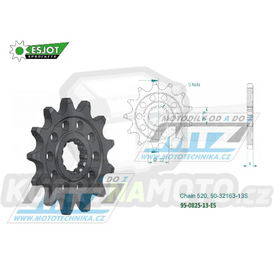 Kolečko řetězové (pastorek) 0825-13zubů ESJOT 50-32163-13S - Husqvarna Husqvarna TC250+TE250+TXC250 + TE310