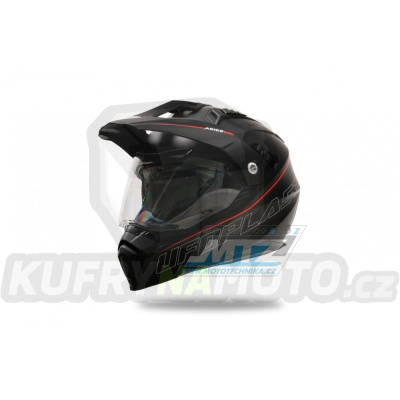 Přilba s plexi a integrovanou sluneční clonou UFO Aries Enduro HE13500KB - černo-červená - velikost L