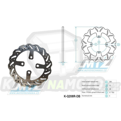 Kotouč brzdový MTZ nerezový - zubatý desing Wave - Yamaha YFZ450 / 06-14 + YFZ450R / 09-22 + YFM700R Raptor / 06-24