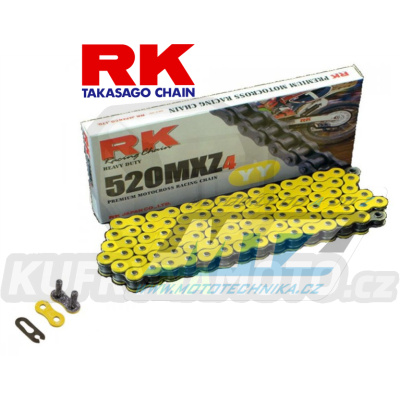 Řetěz RK 520 MXZ4 (118čl) - netěsněný/ bezkroužkový (žlutý)