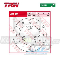 Kotouč brzdový TRW MST243 (190/58/3D) - Adly RS+SS+TB + CPI Aragon+Baby+Hussar+Mars+Oliver+Popcorn + Daelim Besbi+Hunter+Predator+ST50Paddock+Predator + Generic Cracker+Ideo+Sirion+XOR+XOR2 + Honda NH50+SGX50+SJ+SCV110Lead+CH125 + MBK CW50+EW50+YQ50