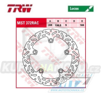 Kotouč brzdový TRW MST372RAC (265/136/5D) - zubatý desing - BMW F650+F700+F800 + K1200R+K1200S+K1300R+K1300S + R1200R+R1200S+R1200GS+R1200GS Adventure+R1200 HP2+R1200 Nine+S1000XR + Husqvarna Nuda 900
