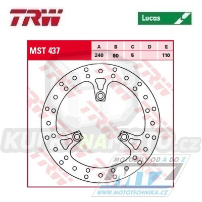Kotouč brzdový TRW MST437 (240/90/3D) - Suzuki UH125 Burgman / 07-16 + UH200 Burgman / 07-16