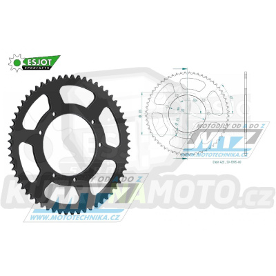 Rozeta ocelová (převodník) 15105-60zubů ESJOT 50-15105-60 - Sherco SE50 Enduro (Factory) / 11-19 + SM50 / 07-12