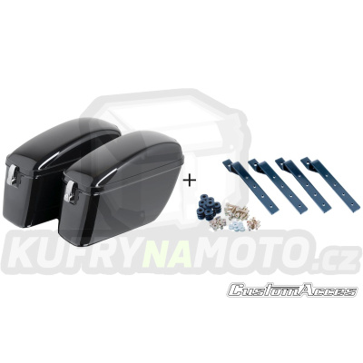 Boční kufry CUSTOMACCES SILVER AMZ006N černý pár, s univerzální KF montáží