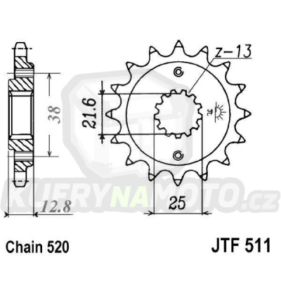 Řetězové kolečko JT JTF 511-15 15 zubů, 520