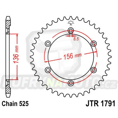 Řetězová rozeta JT JTR 1791-43 43 zubů, 525 - akce