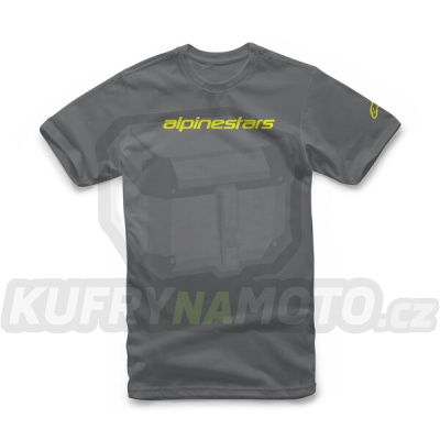 triko LINEAR WORDMARK TEE, ALPINESTARS (tmavá šedá/žlutá fluo)