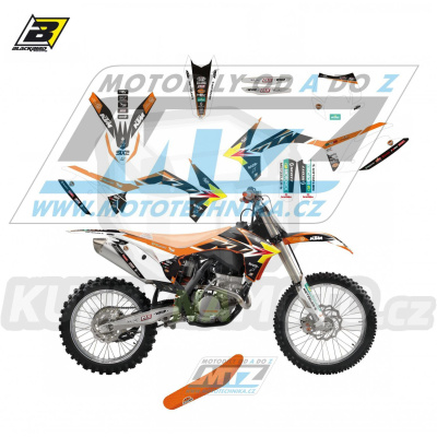 Polepy s potahem sedla (sada polepů a potah sedla Graphics) - KTM EXC / 12-13 + SX+SXF / 11-12 - typ polepů Replica KTM Trophy