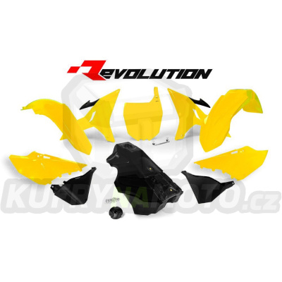 sada plastů Yamaha - REVOLUTION KIT pro YZ 125/250 02-21, RTECH (žluto-černá, 7 dílů)