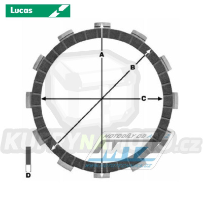 Lamely spojkové třecí (s obložením) Lucas MCC103-5 - Honda CB125+CLR125+XR125+XLR125R+CG125 + Yamaha MT125+YZF R125