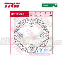 Kotouč brzdový TRW MST305RAC (240/122/4D) - Suzuki RMZ250 / 07-24 + RMZ450 / 05-24 + RMX450Z / 10-19 + Honda CR125 / 98-01+CR250 / 97-01