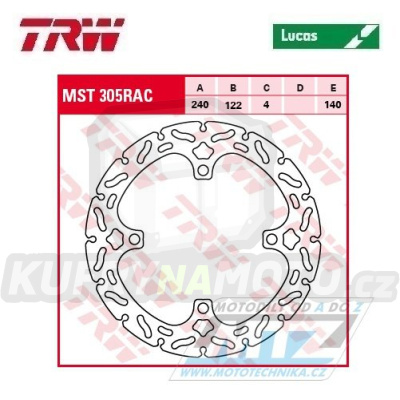 Kotouč brzdový TRW MST305RAC (240/122/4D) - Suzuki RMZ250 / 07-24 + RMZ450 / 05-24 + RMX450Z / 10-19 + Honda CR125 / 98-01+CR250 / 97-01