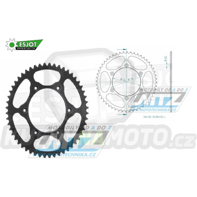 Rozeta ocelová (převodník) 0808-52zubů ESJOT ULTRALIGHT 50-32041-52-L černá - Kawasaki KLX400 + Suzuki DR250 + DR350 + DRZ250 + DRZ400 + RM100 + RM125 + RM250 + RMX250 + RMZ250 + RMZ450 + RMX450 + TSR125 + TSR200