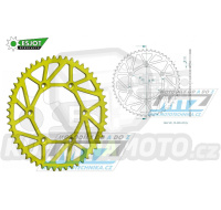 Rozeta ocelová (převodník) 0808-52zubů ESJOT ULTRALIGHT 50-32041-52LY žlutá - Kawasaki KLX400 + Suzuki DR250 + DR350 + DRZ250 + DRZ400 + RM100 + RM125 + RM250 + RMX250 + RMZ250 + RMZ450 + RMX450 + TSR125 + TSR200