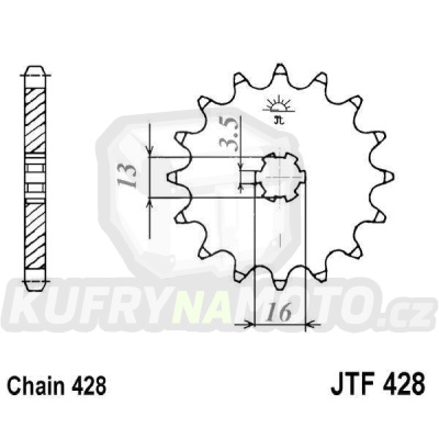 Řetězové kolečko JT JTF 428-14 14 zubů, 428