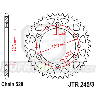 Řetězová rozeta JT JTR 245/3-47 47 zubů, 520