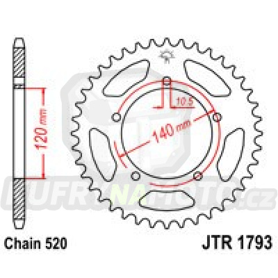 Řetězová rozeta JT JTR 1793-42 42 zubů, 520