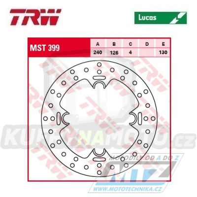 Kotouč brzdový TRW MST399 (240/126/4D) - Beta 250RR-525RR + Husqvarna CR+SMS125+SMR400+SMR449+SMR450+SM610+TC250-TC511+TE250-TE511+WRE125+WR125-WR300