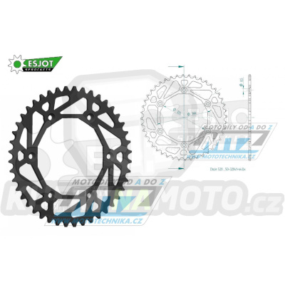Rozeta ocelová (převodník) 0808-44zubů ESJOT ULTRALIGHT 50-32041-44L černá - Kawasaki KLX400 + Suzuki DR250 + DR350 + DRZ250 + DRZ400 + RM100 + RM125 + RM250 + RMX250 + RMZ250 + RMZ450 + RMX450 + TSR125 + TSR200