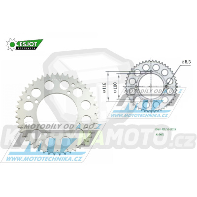 Rozeta řetězová (převodník) Dural 0461-48zubů ESJOT 51-13015-48 - barva stříbrná - Kawasaki KX80 / 86-00 + KX85 / 01-20 + KX100 / 95-21