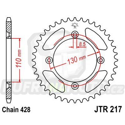 Řetězová rozeta JT JTR 217-56 56 zubů, 428