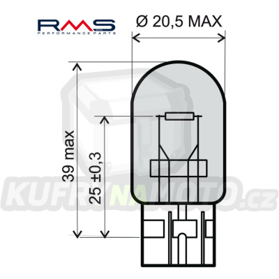 Žárovka RMS 246510385 12V 21W, T20 bílá