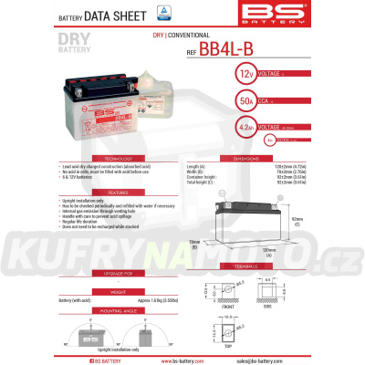 BS baterie moto BB4L-B (YB4L-B) 12V 4AH 121X71X93 s elektrolytem v balení - konvenční (56A) (8)