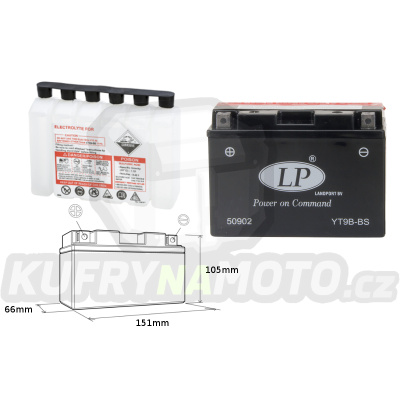 LANDPORT baterie YT9B-BS 12V 8AH 150X70X105 bezúdržbový (elektrolyt přibalen)