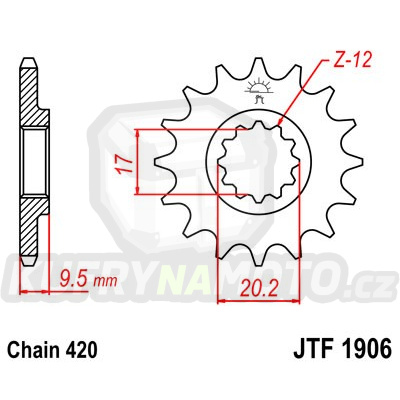Řetězové kolečko JT JTF 1906-15 15 zubů, 420