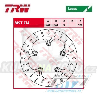 Kotouč brzdový TRW MST374 (245/105/5D) -Yamaha FZ6N+FZ6S Fazer+MT03 660+FZ1 Fazer