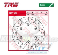 Kotouč brzdový TRW MST439 (240/110/6D) - KTM 690 Enduro / 08-24 + 690SMC / 08-24 + 690 Supermoto / 07-11 + Super Enduro 950+Adventure 950+Adventure 990 + Husqvarna 701 Supermoto + 701 Enduro