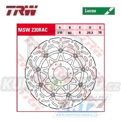 Kotouč brzdový plovoucí TRW MSW230RAC (310/62/6D) - zubatý design - Honda CRF1000 Afrika Twin / 15-19