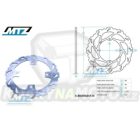 Kotouč brzdový MTZ nerezový - zubatý desing Wave - Beta 250RR-525RR + Husqvarna CR+SMS125+SMR400+SMR449+SMR450+SM610+TC250-TC511+TE250-TE511+WRE125+WR125-WR300