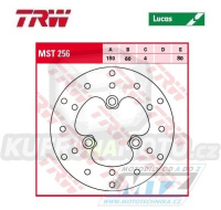 Kotouč brzdový TRW MST256 (180/60/3D) - ArticCat DVX50 + Generic GT50 + Kymco Cobra50+R10 + Spacer+Super9+Topboy+Vytality + Yager+Yup+ZX50+Dink125 + GrandDink125+Movie125+Mxer+R12