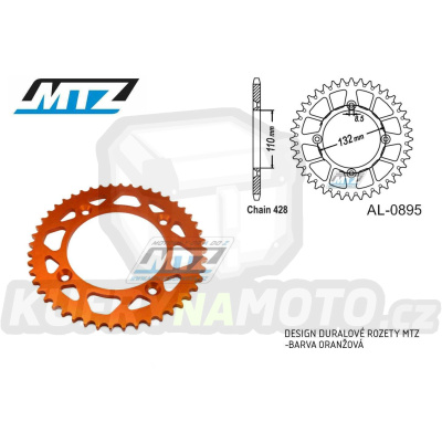 Rozeta řetězová (převodník) Dural 0895-46zubů MTZ oranžová - KTM 85SX / 03-24 + 105SX+XC85+XC105 + Husqvarna TC85 / 14-24 + Gas-Gas MC85