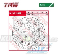 Kotouč brzdový plovoucí TRW MSW226SP (330/80/5D) - kulatý design - Kawasaki ZX10R Ninja / 16