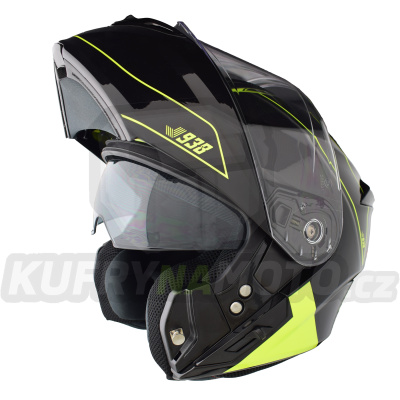 Moto helma Yohe 938 Double Visor Černá/Fluo vel. XL – akce 8596341136734