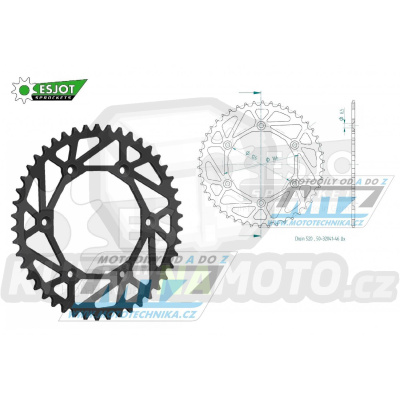 Rozeta ocelová (převodník) 0808-46zubů ESJOT ULTRALIGHT 50-32041-46L černá - Kawasaki KLX400 + Suzuki DR250 + DR350 + DRZ250 + DRZ400 + RM100 + RM125 + RM250 + RMX250 + RMZ250 + RMZ450 + RMX450 + TSR125 + TSR200