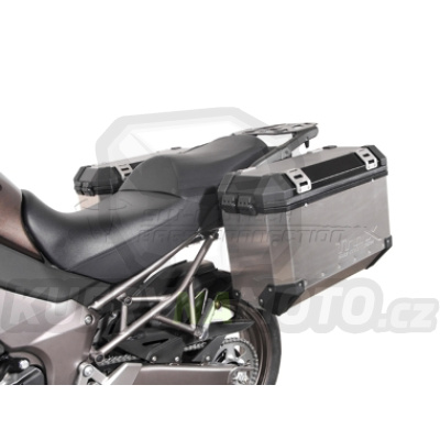 Sada TraX Adventure 45 a 45 stříbrné boční kufry a nosič držák boční kufry SW Motech Kawasaki Versys 1000 2012 - 2014 LZT00A KFT.08.369.50100/S-BC.16288