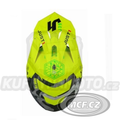 Kšilt JUST1 J39 KINETIC matný camo červeno/limetkovo/fluo žlutý