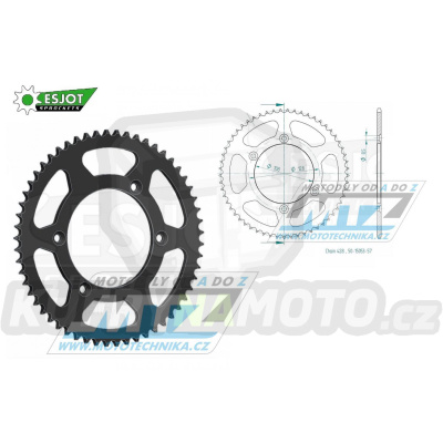 Rozeta ocelová (převodník) 0797-57zubů ESJOT 50-15053-57 - Kawasaki KLX125+KLX125L / 03-06 + Suzuki DRZ125+DRZ125L / 03-20