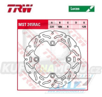 Kotouč brzdový TRW MST245RAC (220/105/4D) - zubatý design - Honda FES+CBR+XL125V Varadero + SL+CRF+CRM+CB250F+VTR + XR+CB400F+TRX+CB + Triumph Daytona+SpeedFour+ TT600+StreetTriple