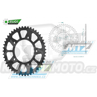 Rozeta ocelová (převodník) 1877-47zubů ESJOT 50-29051-47 - Yamaha YZF-R1 / 15-21 + YZFR1 + 900 Nikken (MXT850) / 18-20 + 900 Nikken GT (MXT850D) / 20