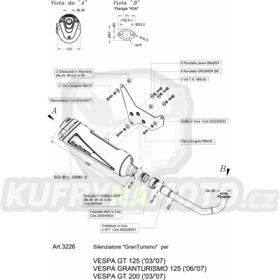 Výfuk Leo Vince Vespa GRANTURISMO 125 2006 - 2007 GRANTURISMO LVKN963-3226