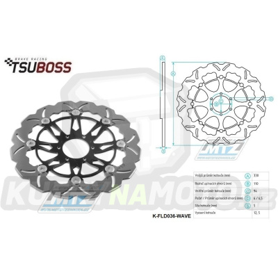 Kotouč brzdový plovovoucí nerezový (330/94/6D) zubatý desing Honda CBR900RR / 01-03 + CBR929RR Fireblade / 00-01 + CBR954RR Fireblade / 02-03