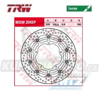 Kotouč brzdový plovoucí TRW MSW204SP (320/132/5D) - zubatý design Yamaha YZF-R6 + MT10 + YZF-R1