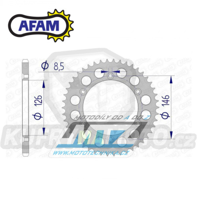 Rozeta řetězová (převodník) Dural 0808-46zubů AFAM 15203-46 - Suzuki RM125 / 80-11+RM250 / 82-12+RMX250 / 89-00+RMZ250 / 07-20+RMZ450 / 05-20+RMX450Z / 10-19+DRZ250 / 01-07+DR350 / 96-99+DRZ400S / 00-20+DRZ400E / 00-07 + Kawasaki
