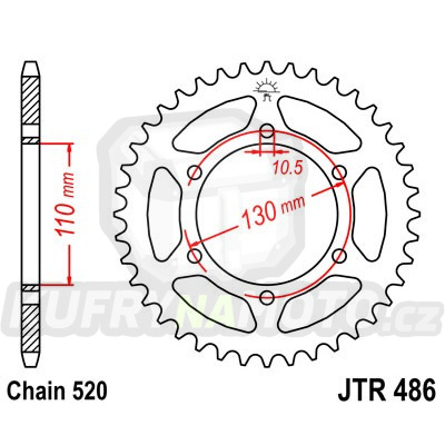 Řetězová rozeta JT JTR 486-47 47 zubů, 520